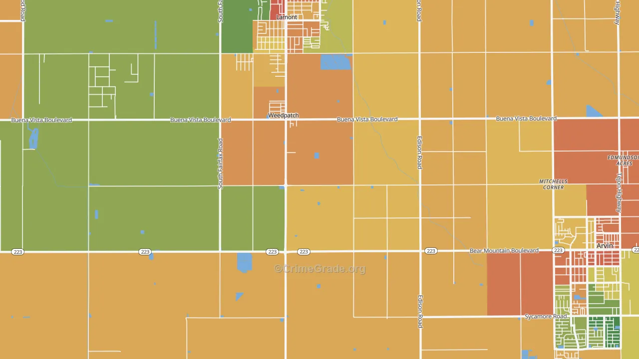 Weedpatch, CA Map of Robbery Rates