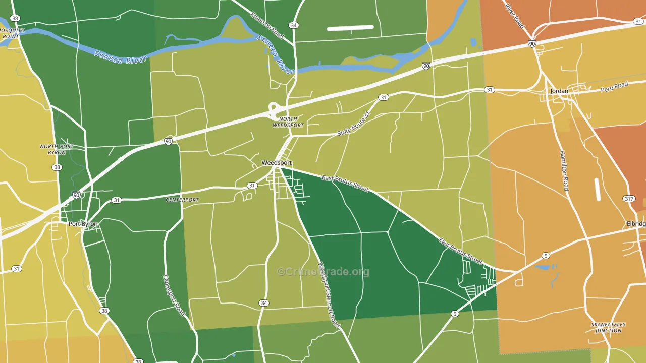 Weedsport, NY Map of Robbery Rates