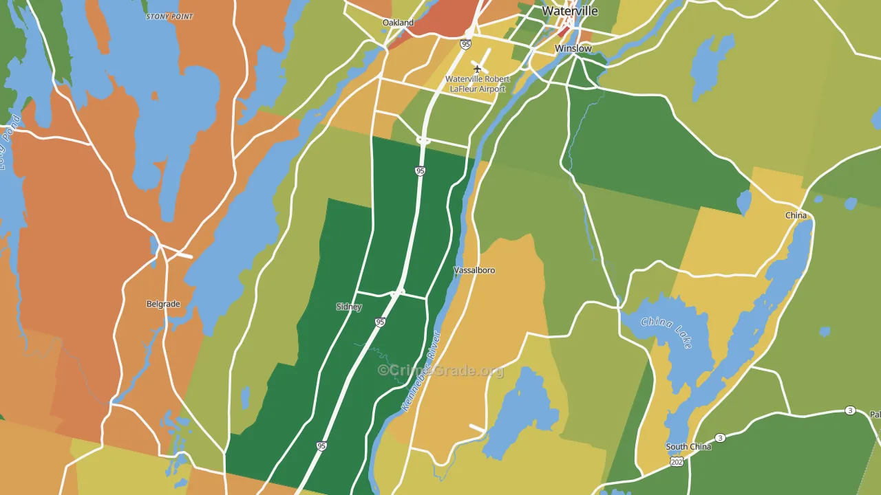 Weeks Mills, ME Map of Robbery Rates