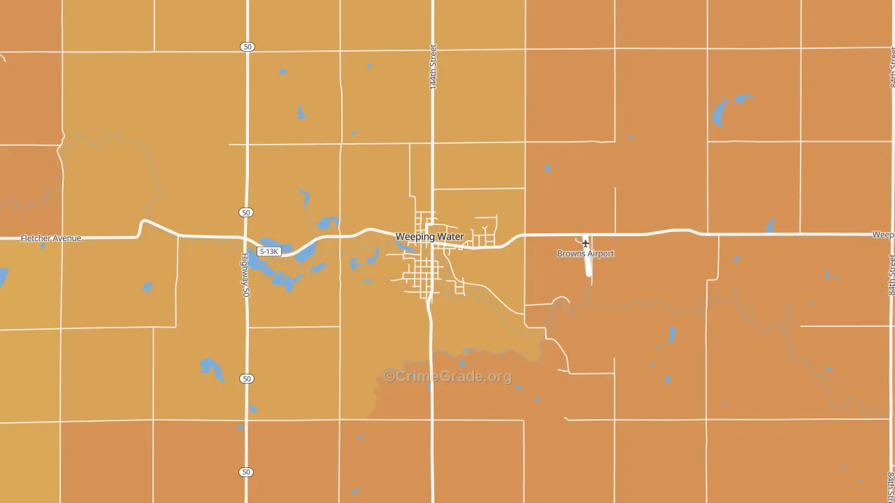 Weeping Water, NE Map of Robbery Rates