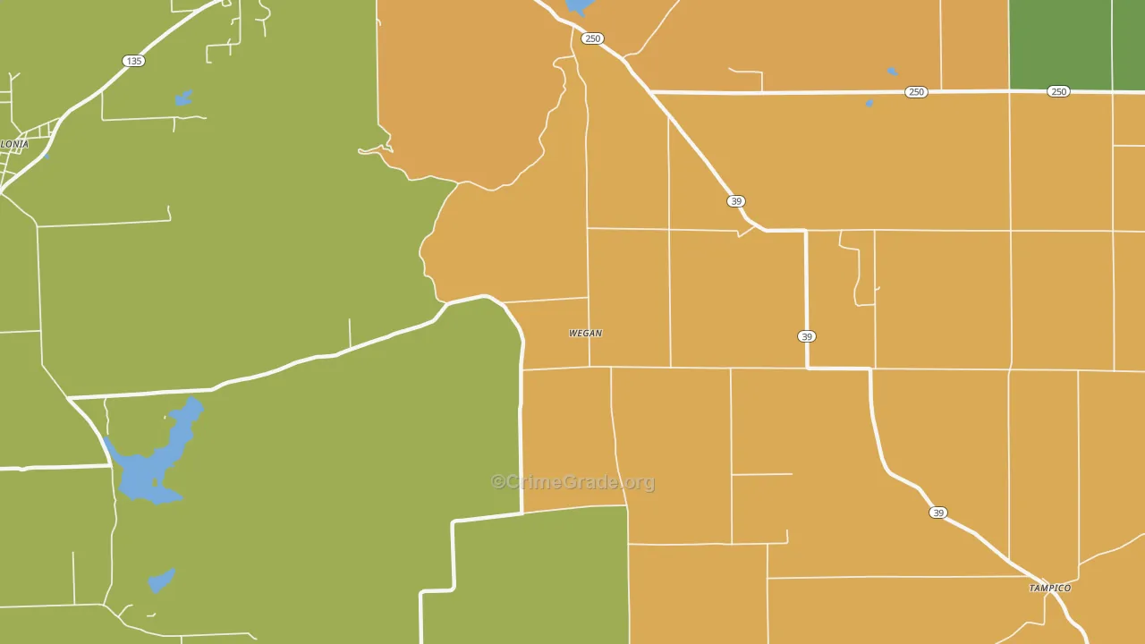 Wegan, IN Map of Robbery Rates