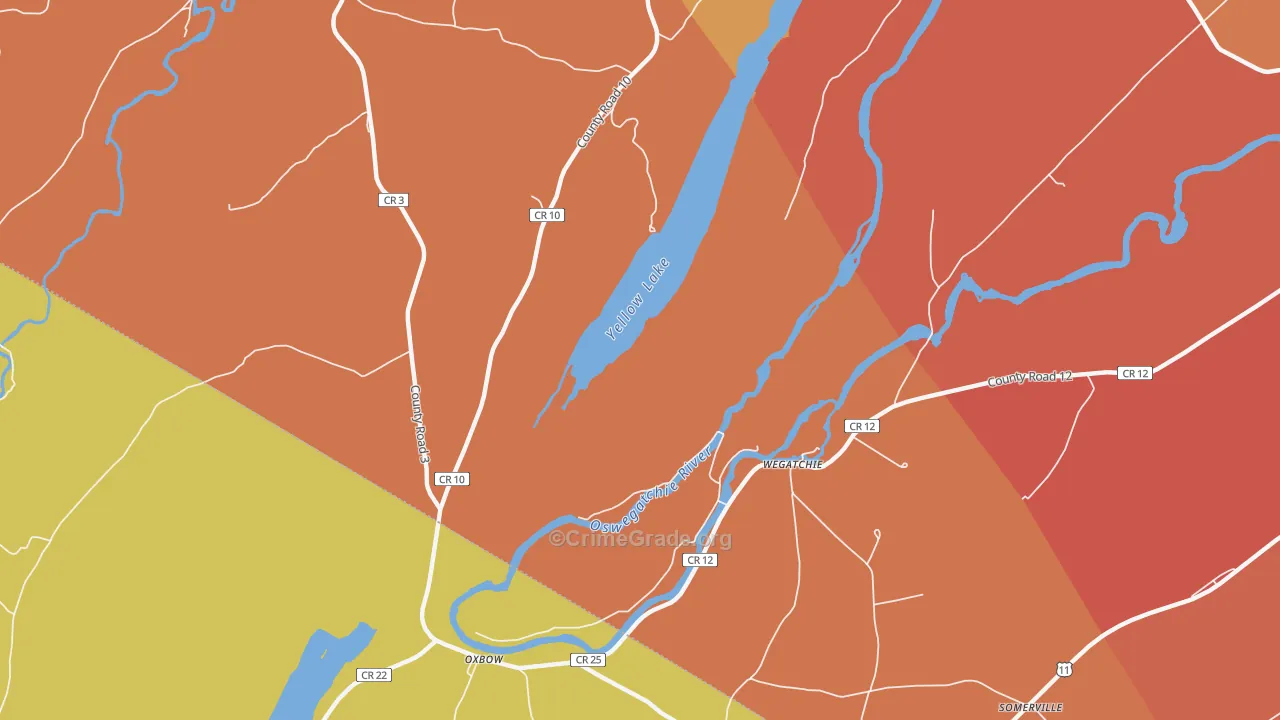 Wegatchie, NY Map of Robbery Rates