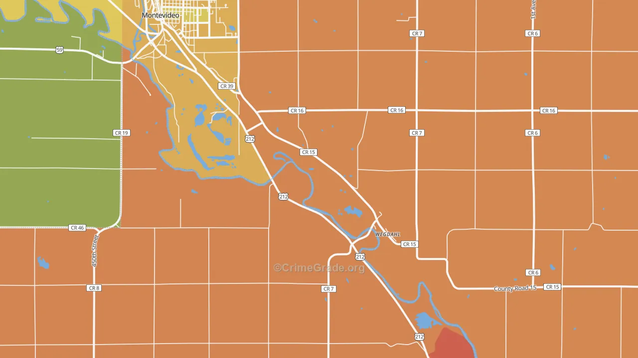 Wegdahl, MN Map of Robbery Rates