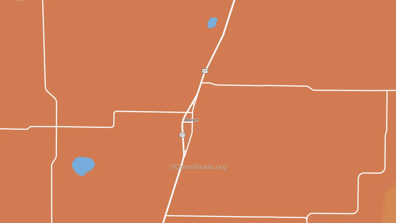 Weinert, TX Map of Robbery Rates
