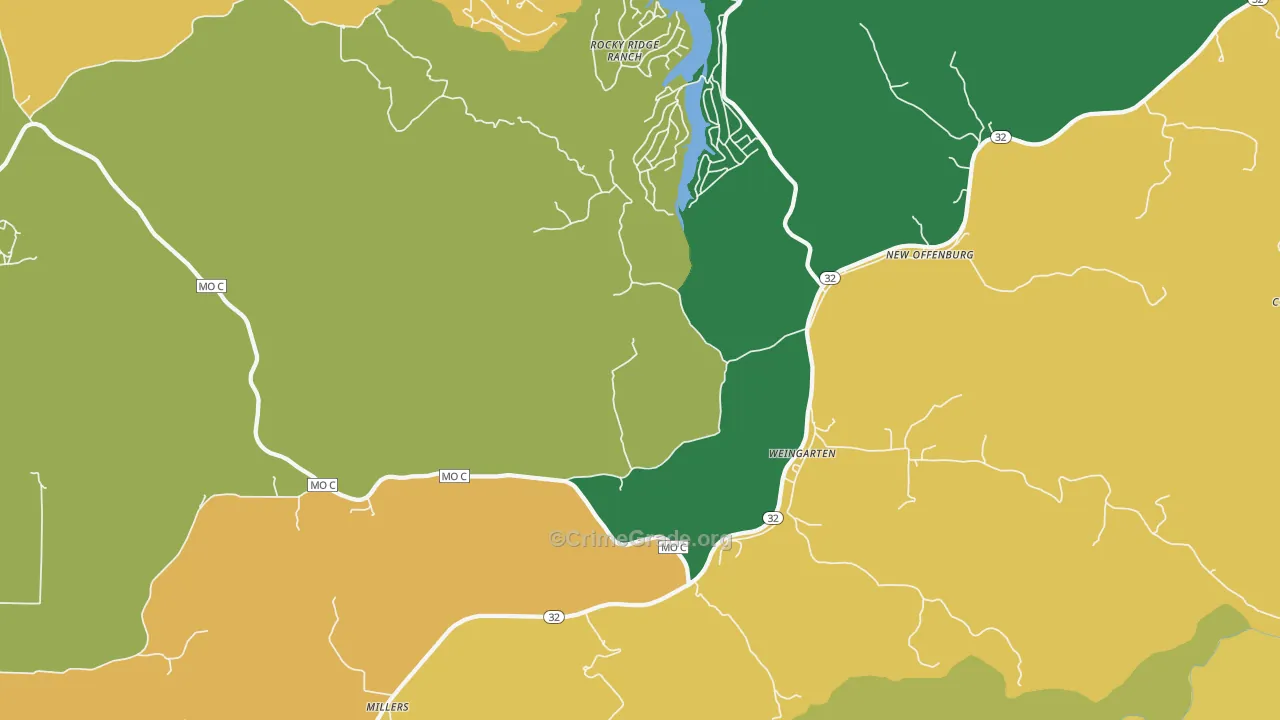 Weingarten, MO Map of Robbery Rates