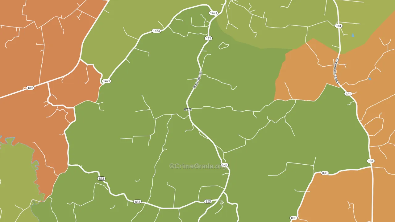 Weir, KY Map of Robbery Rates