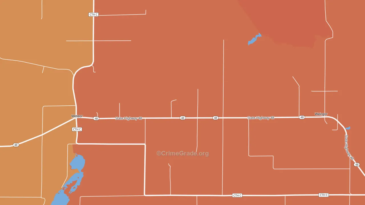 Weirgor, WI Map of Robbery Rates