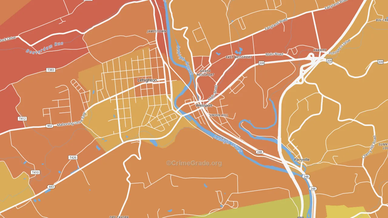 Weissport, PA Map of Robbery Rates