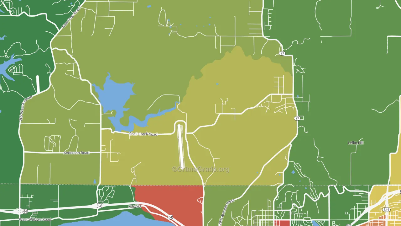 Wekiwa, OK Map of Robbery Rates