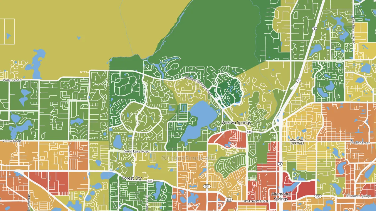 Wekiwa Springs, FL Map of Robbery Rates