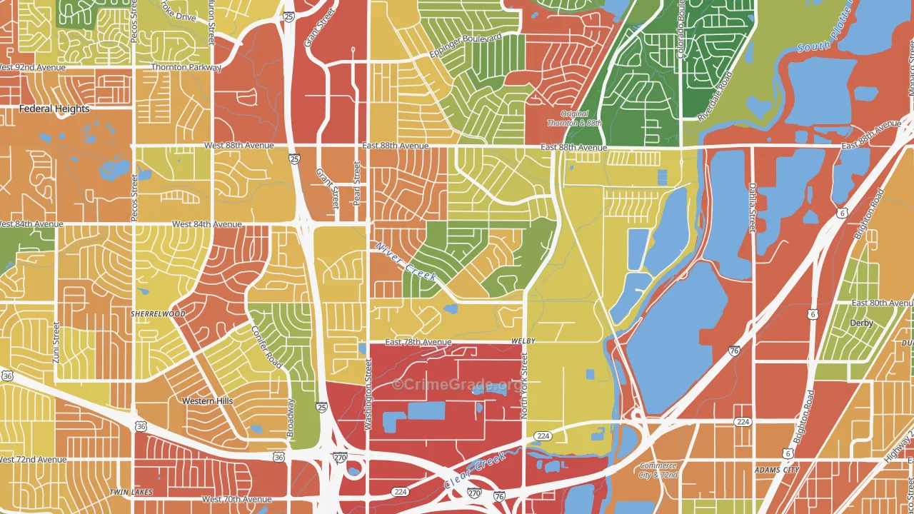 Welby, CO Map of Robbery Rates