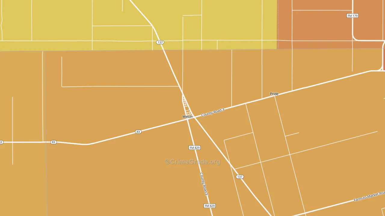 Welch, TX Map of Robbery Rates
