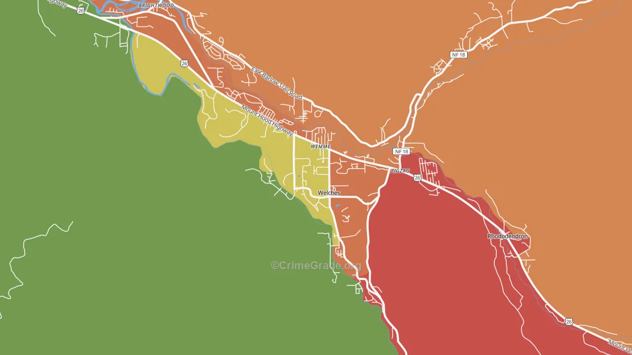 Welches, OR Map of Robbery Rates