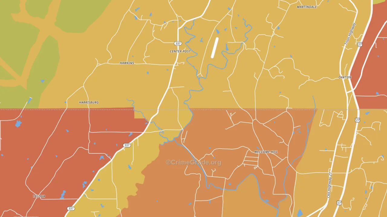 Welcome Hill, GA Map of Robbery Rates