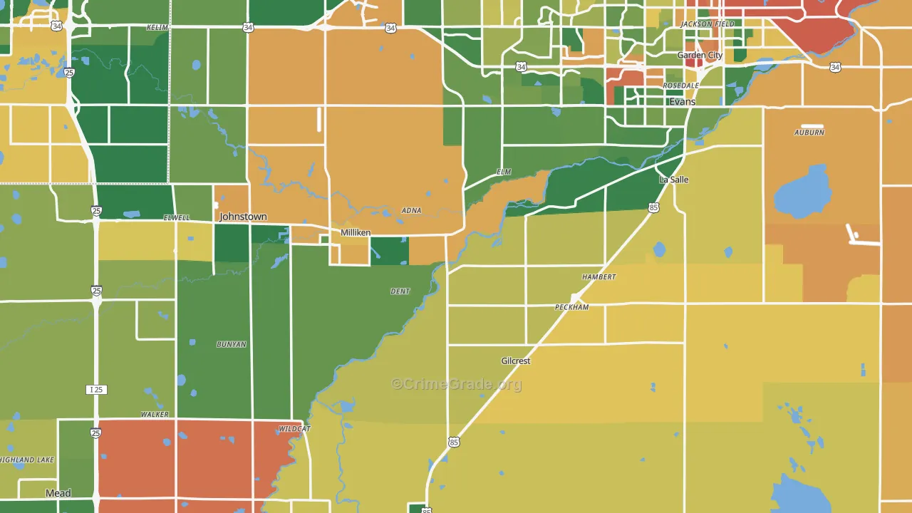 Weld County, CO Map of Robbery Rates
