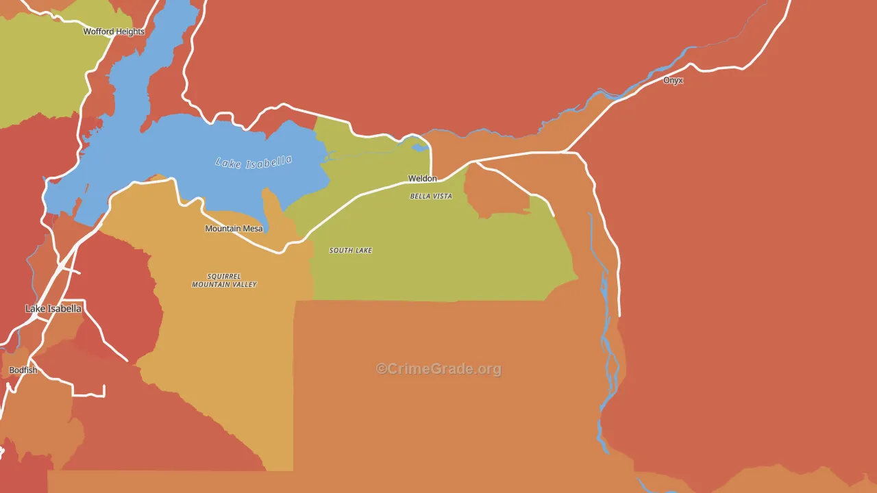Weldon, CA Map of Robbery Rates