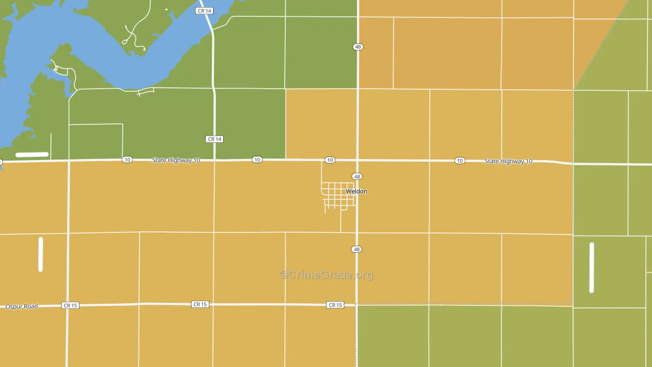 Weldon, IL Map of Robbery Rates