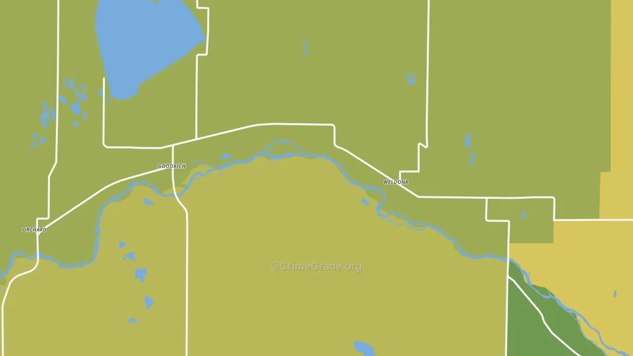 Weldona, CO Map of Robbery Rates