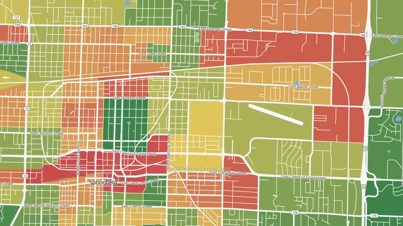Weller, Springfield, MO Map of Robbery Rates