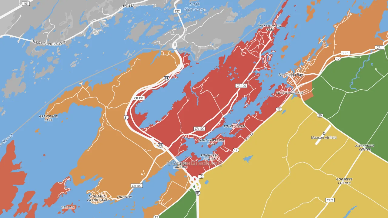 Wellesley Island, NY Map of Robbery Rates
