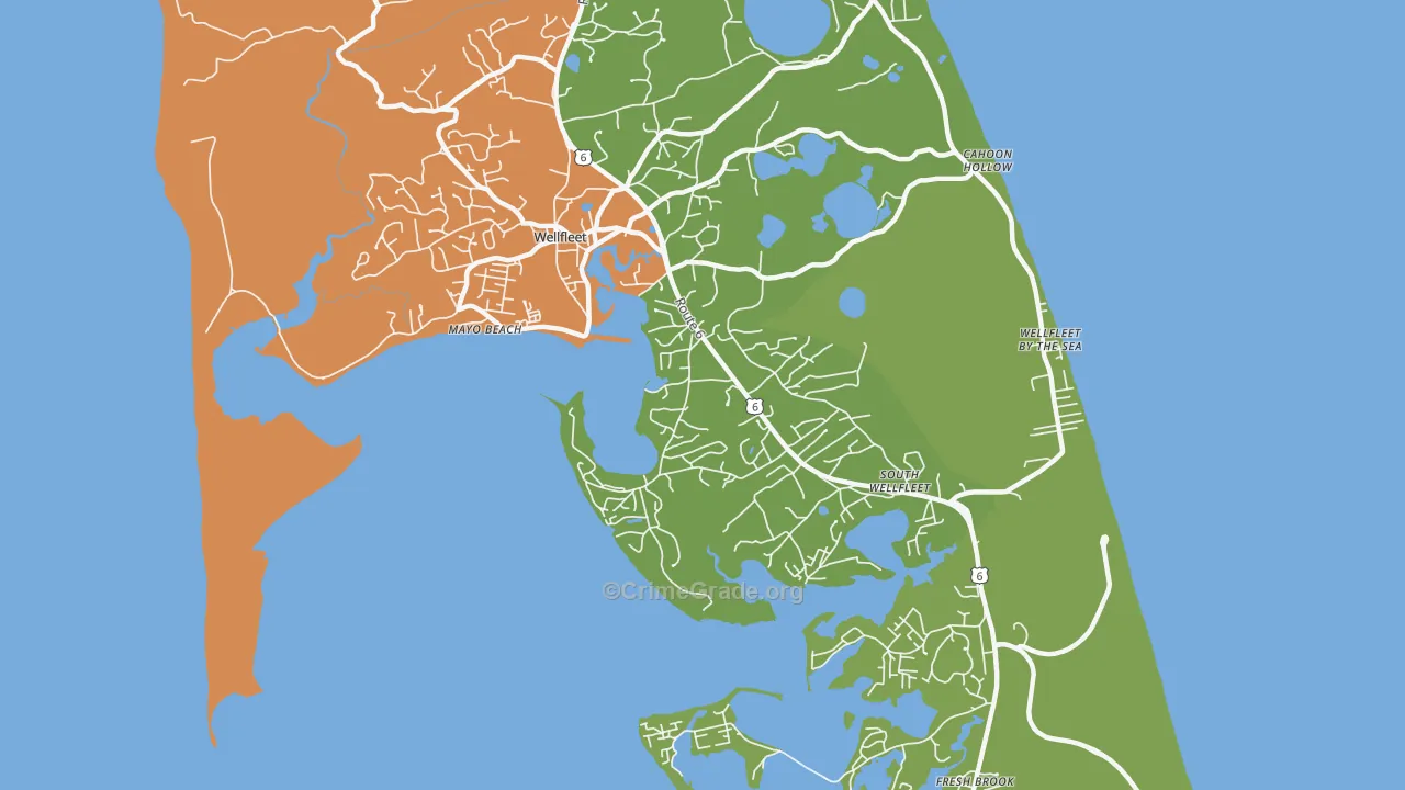 Wellfleet, MA Map of Robbery Rates