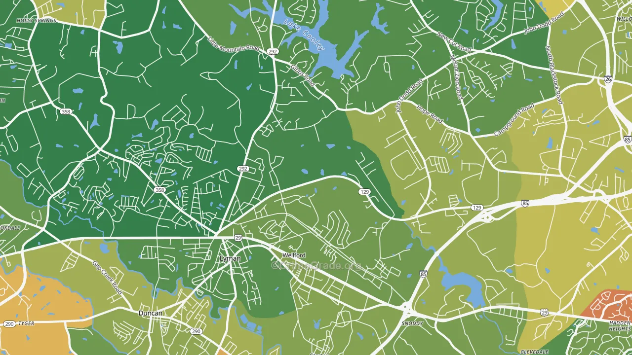 Wellford, SC Map of Robbery Rates