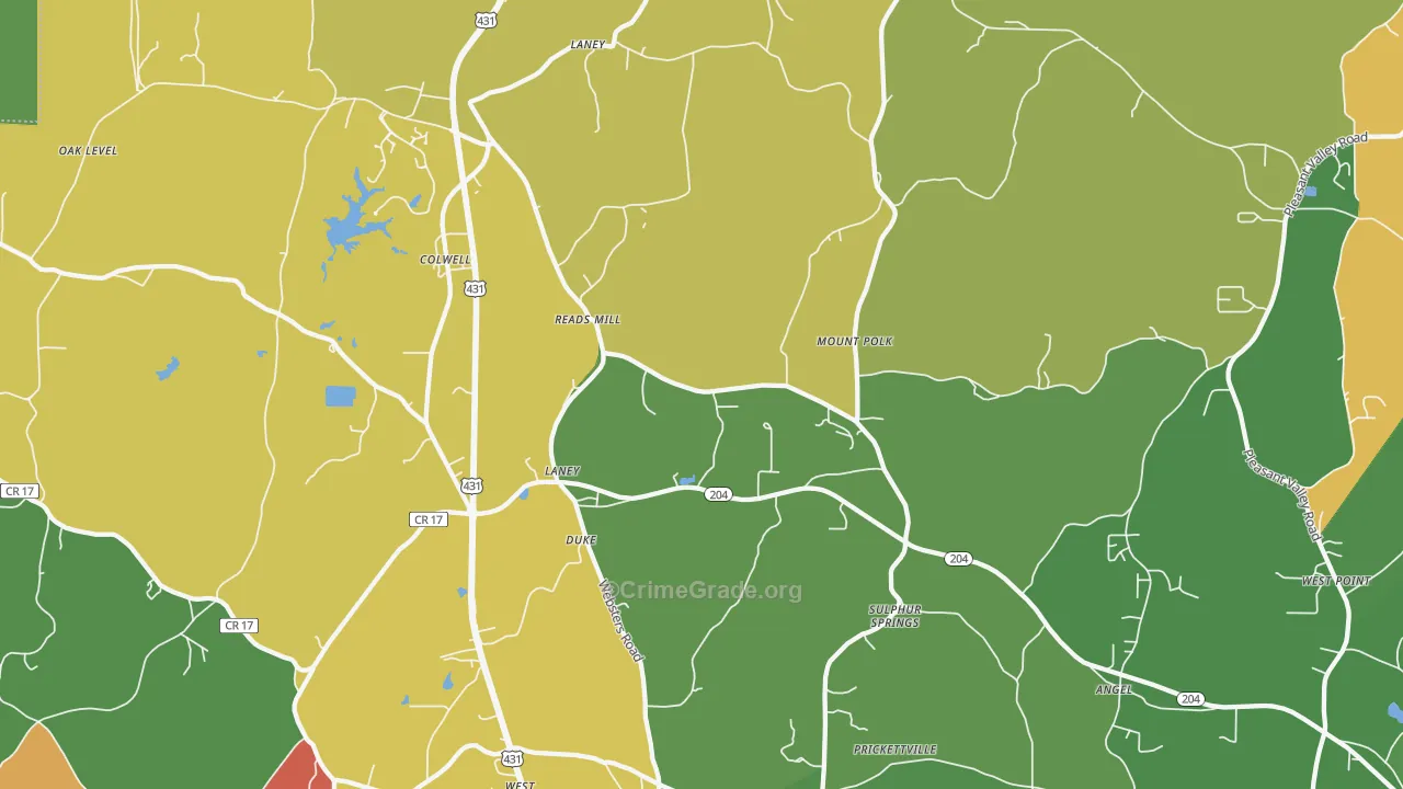 Wellington, AL Map of Robbery Rates