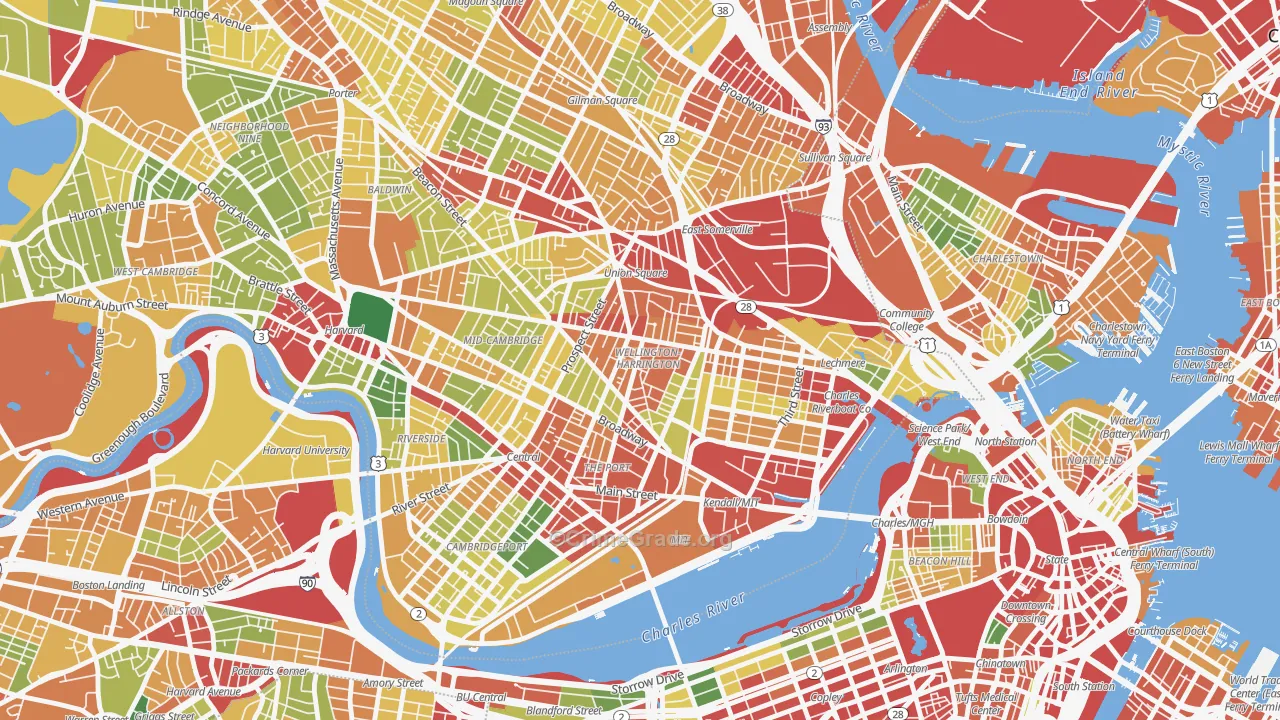Wellington-Harrington, Cambridge, MA Map of Robbery Rates
