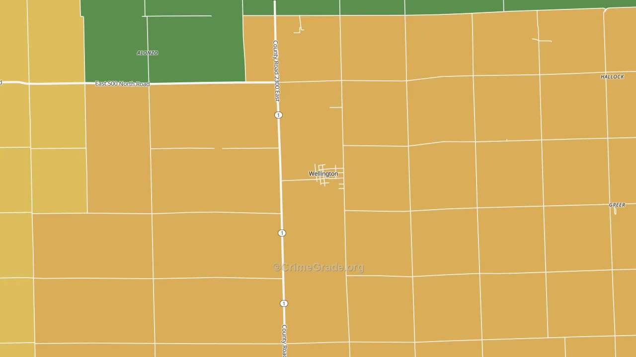 Wellington, IL Map of Robbery Rates