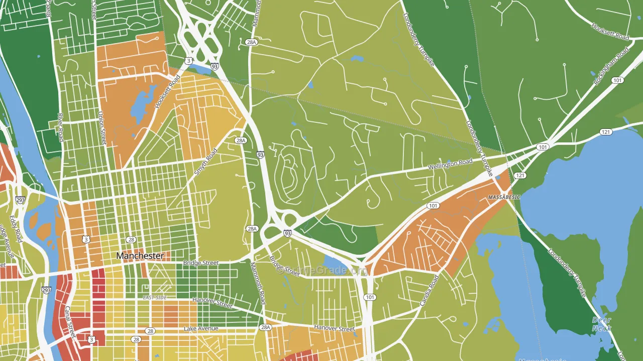 Wellington, Manchester, NH Map of Robbery Rates