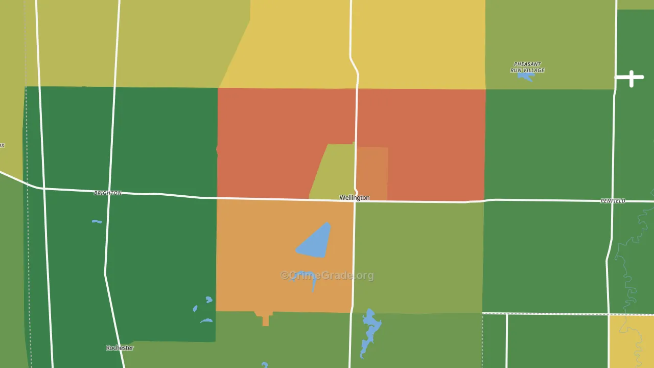 Wellington, OH Map of Robbery Rates