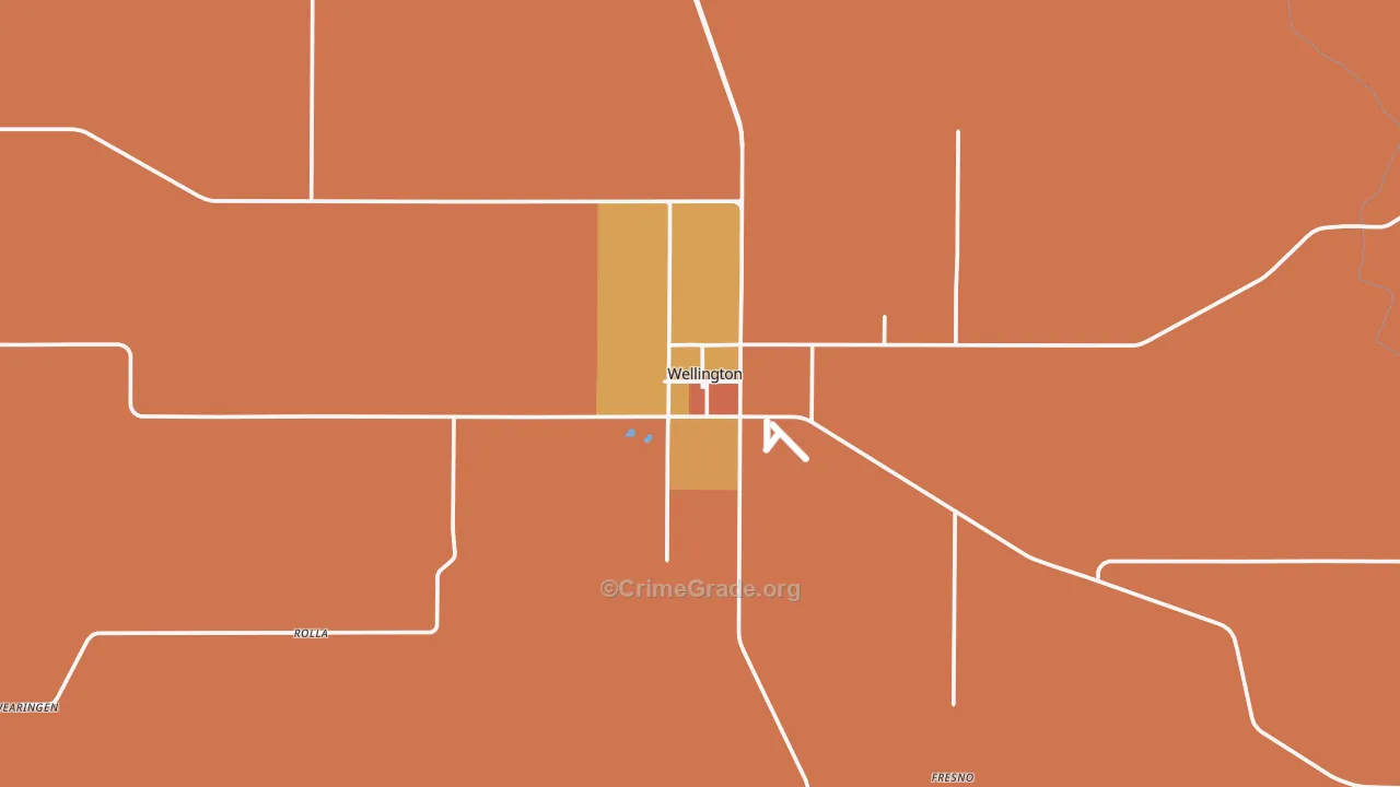 Wellington, TX Map of Robbery Rates