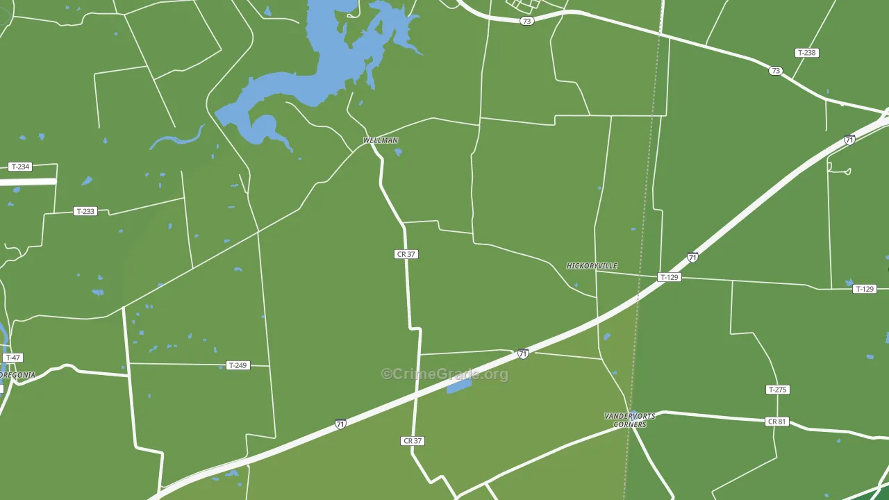 Wellman, OH Map of Robbery Rates
