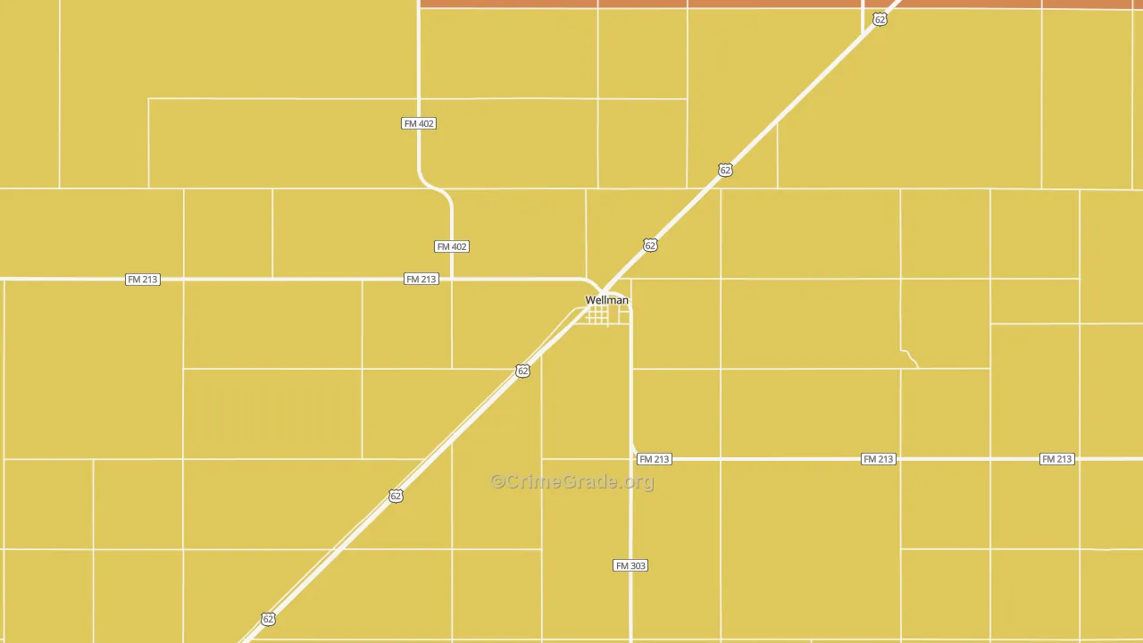 Wellman, TX Map of Robbery Rates