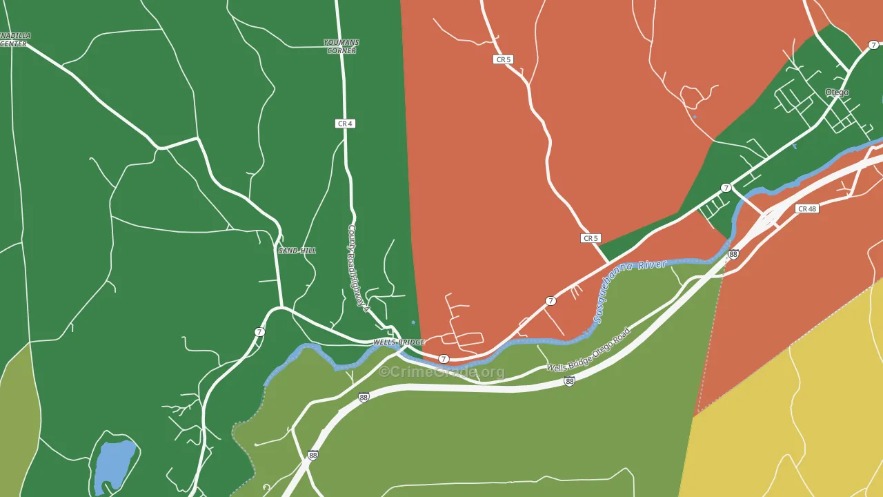 Wells Bridge, NY Map of Robbery Rates