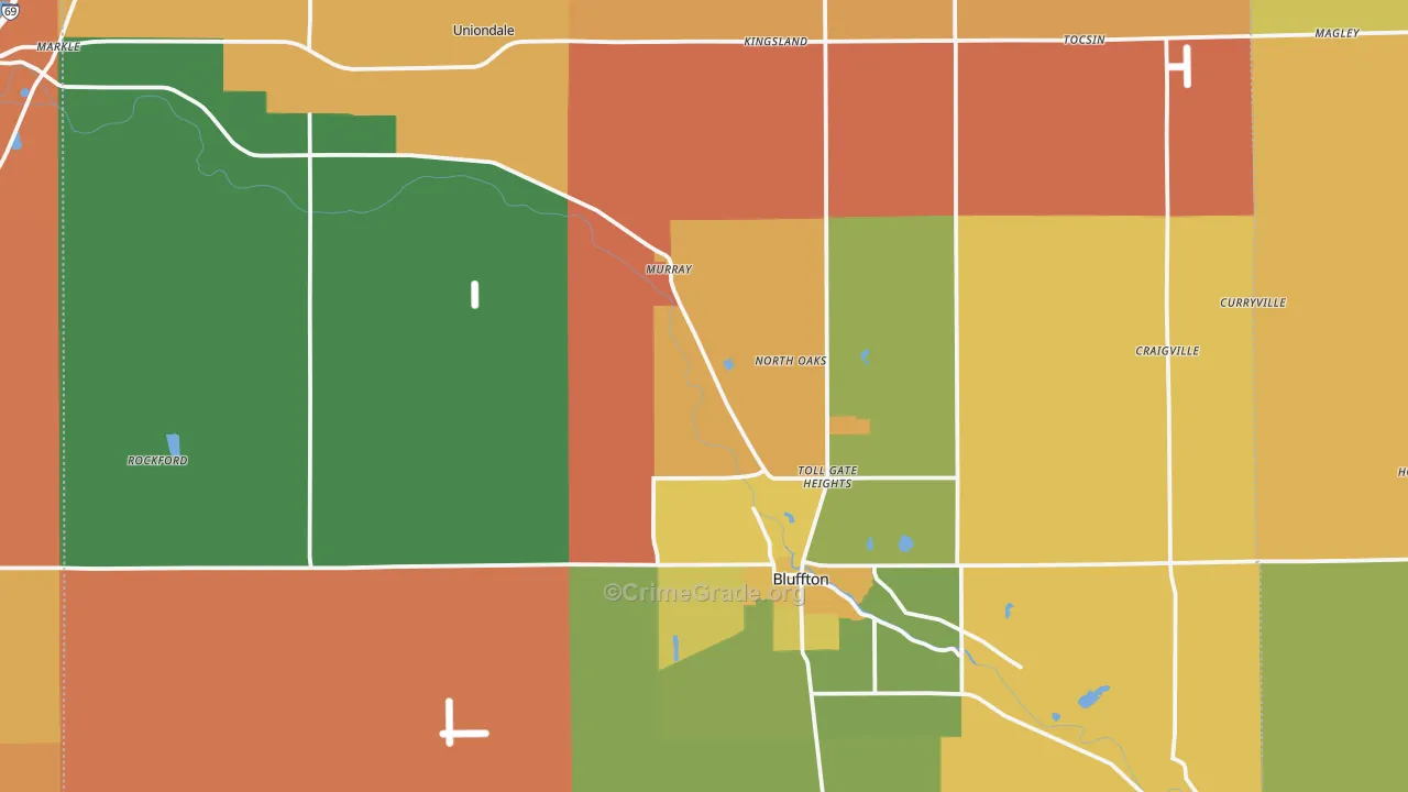 Wells County, IN Map of Robbery Rates