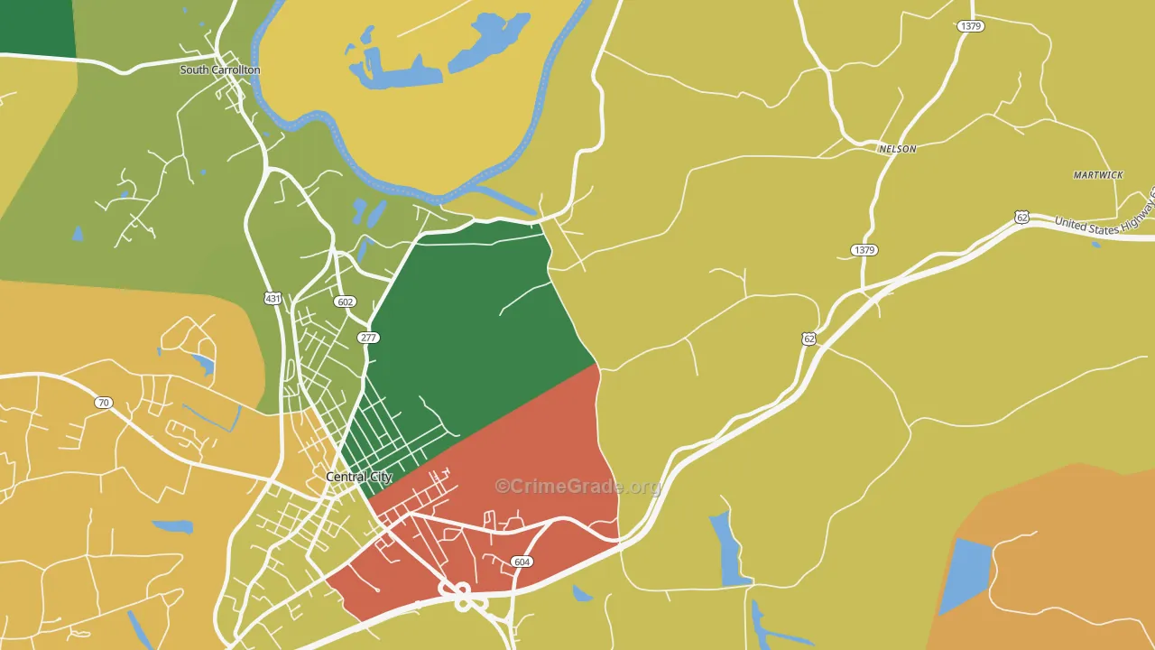 Wells, KY Map of Robbery Rates
