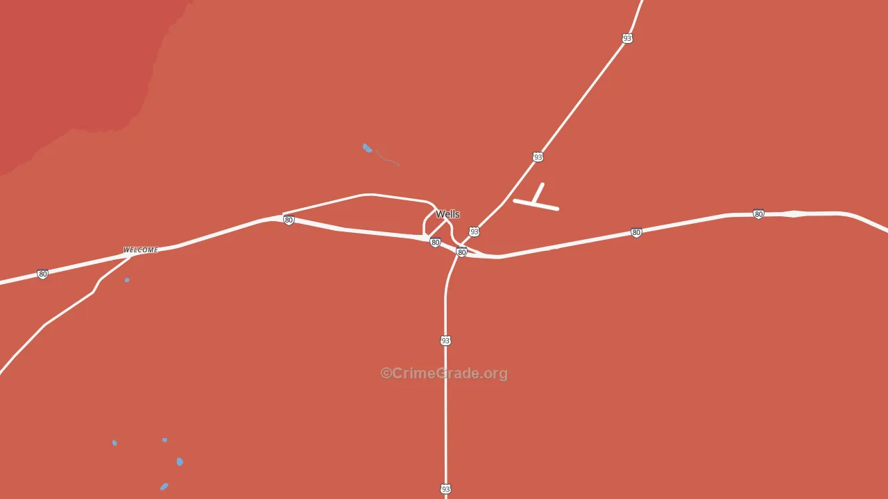 Wells, NV Map of Robbery Rates