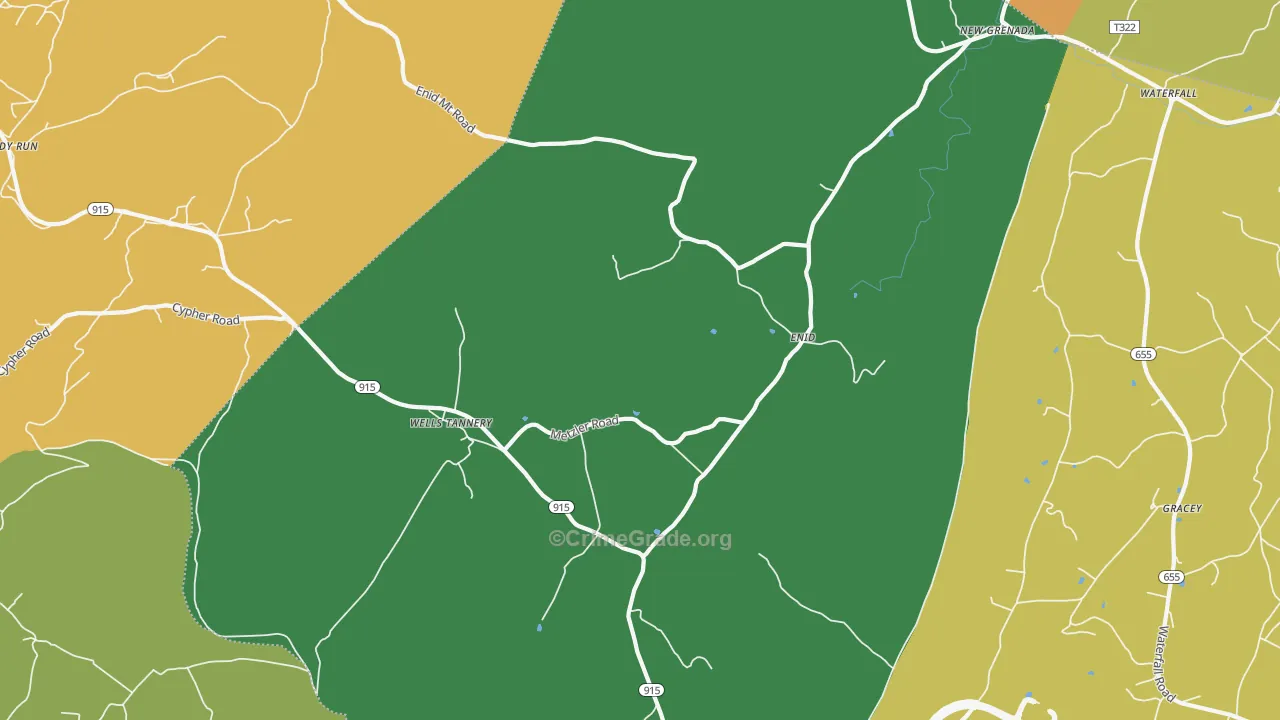 Wells Tannery, PA Map of Robbery Rates