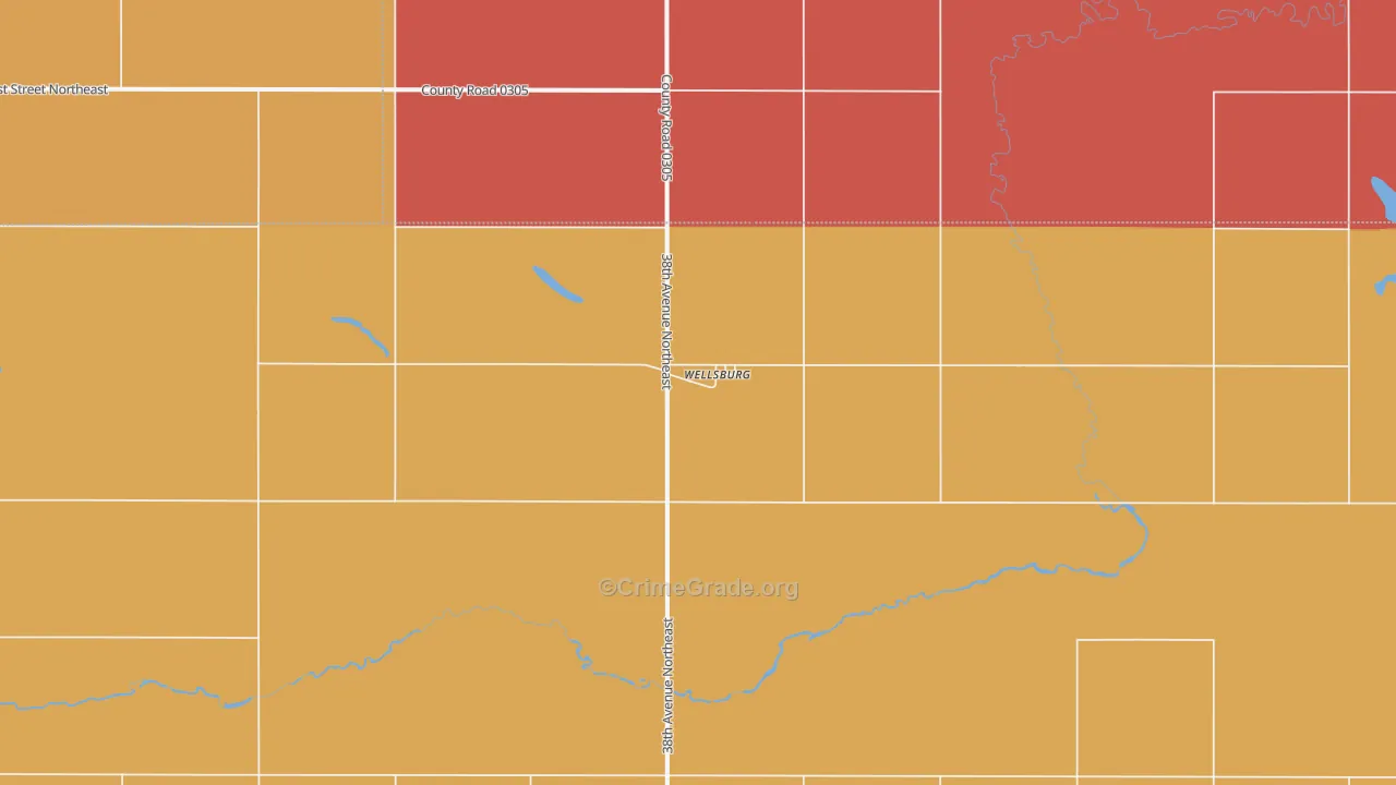 Wellsburg, ND Map of Robbery Rates