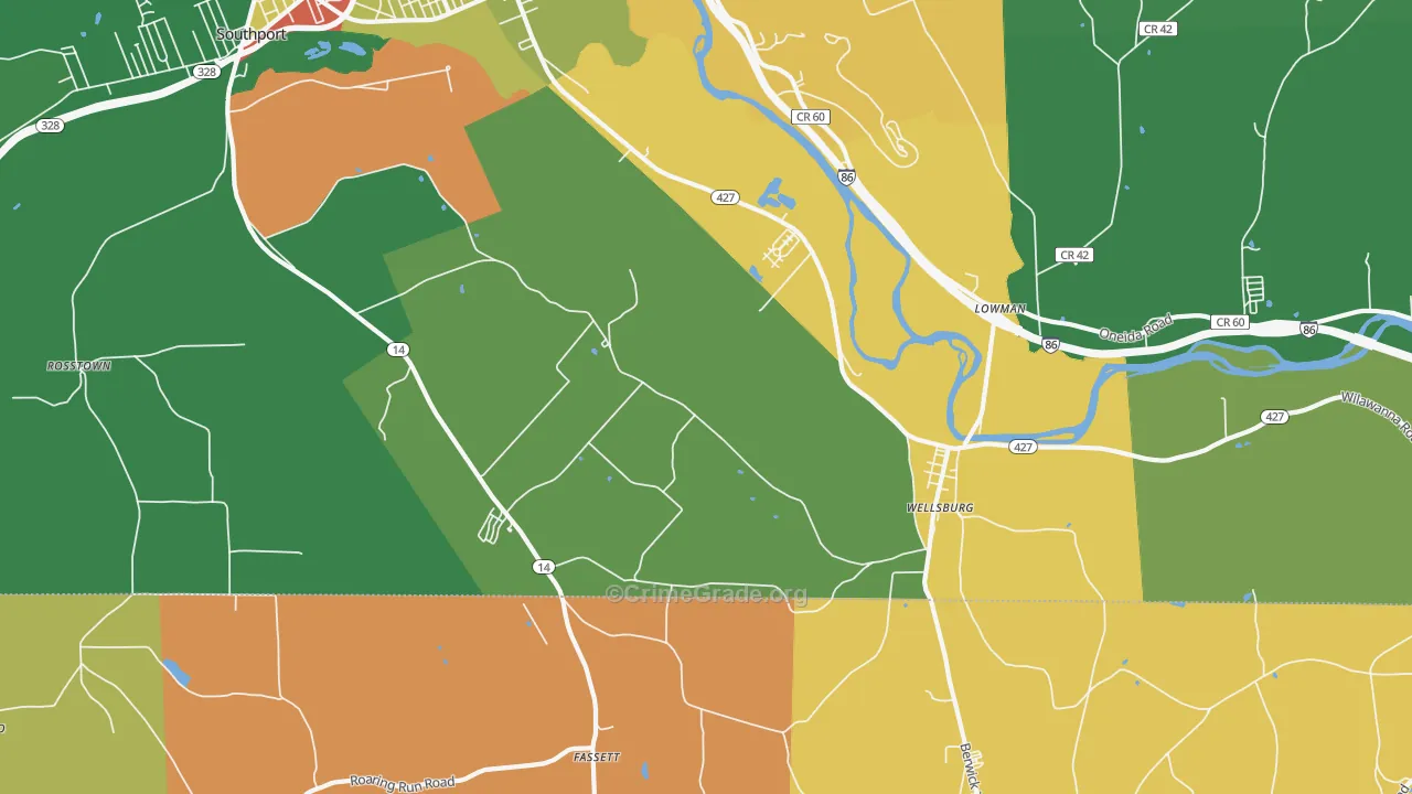 Wellsburg, NY Map of Robbery Rates