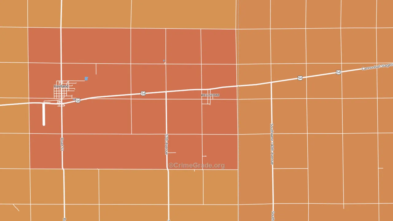 Wellsford, KS Map of Robbery Rates