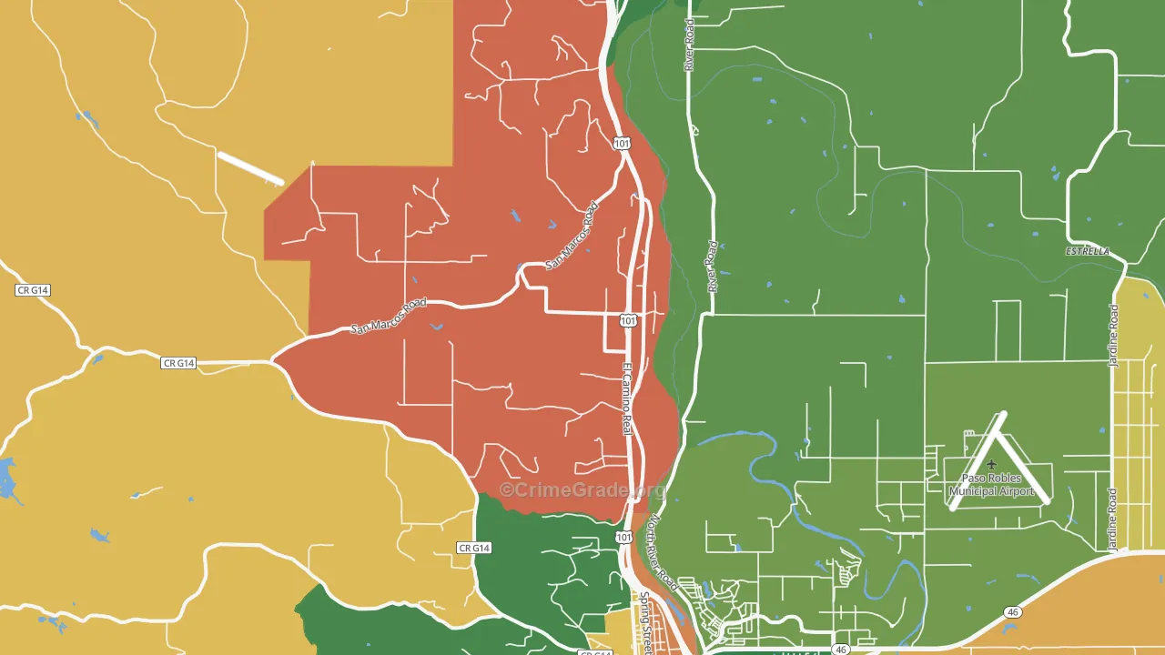 Wellsona, CA Map of Robbery Rates