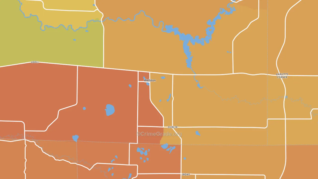 Wellston, MI Map of Robbery Rates
