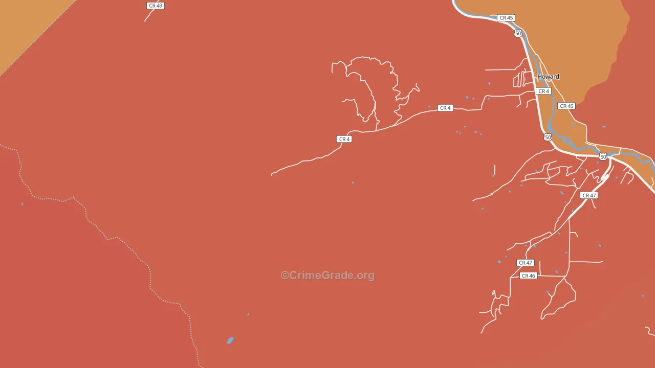 Wellsville, CO Map of Robbery Rates