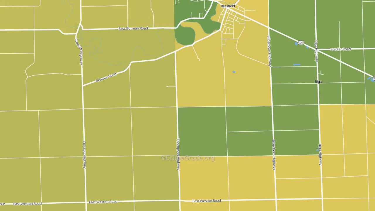 Wellsville, MI Map of Robbery Rates