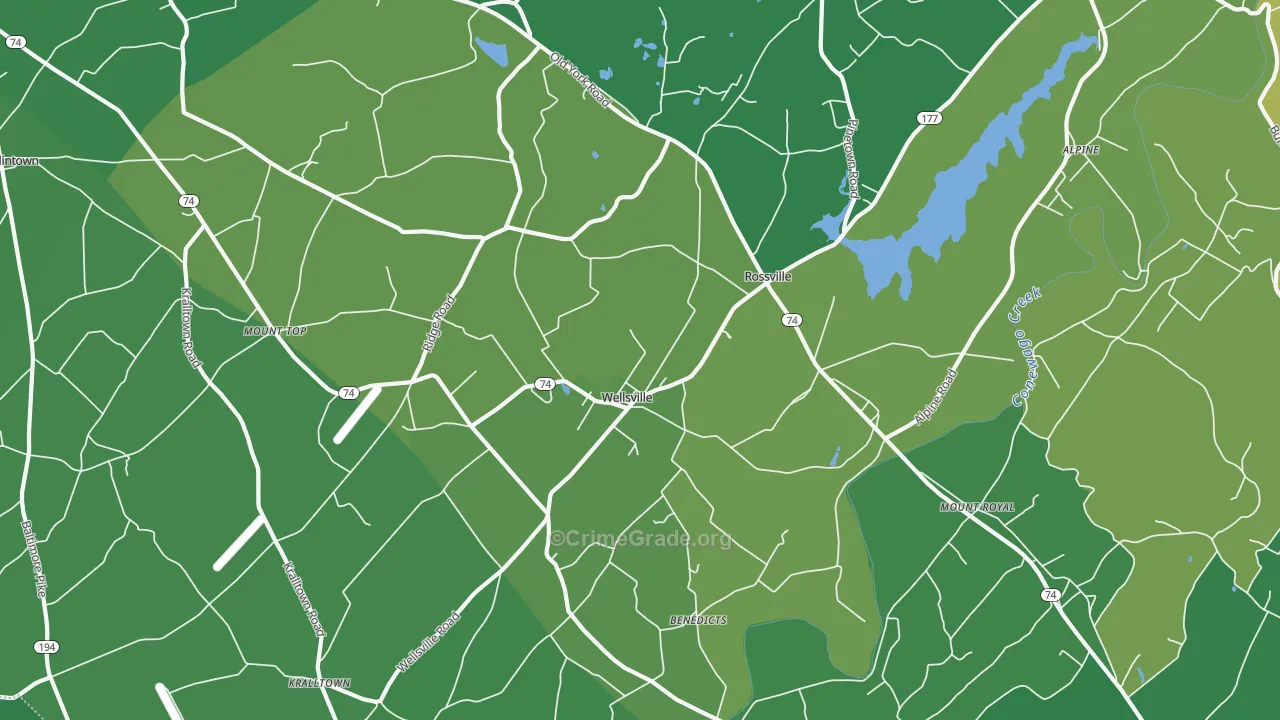 Wellsville, PA Map of Robbery Rates