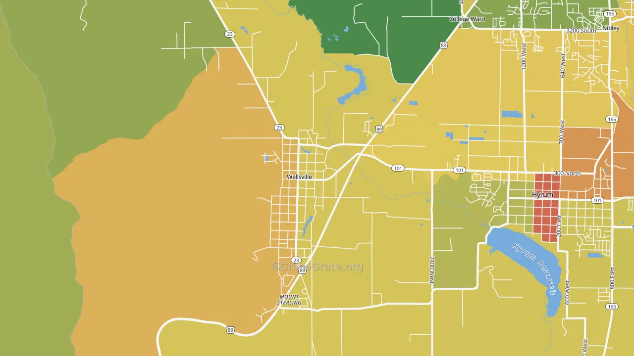 Wellsville, UT Map of Robbery Rates