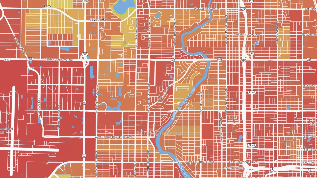 Wellswood, Tampa, FL Map of Robbery Rates