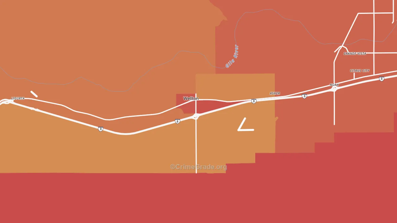 Wellton, AZ Map of Robbery Rates